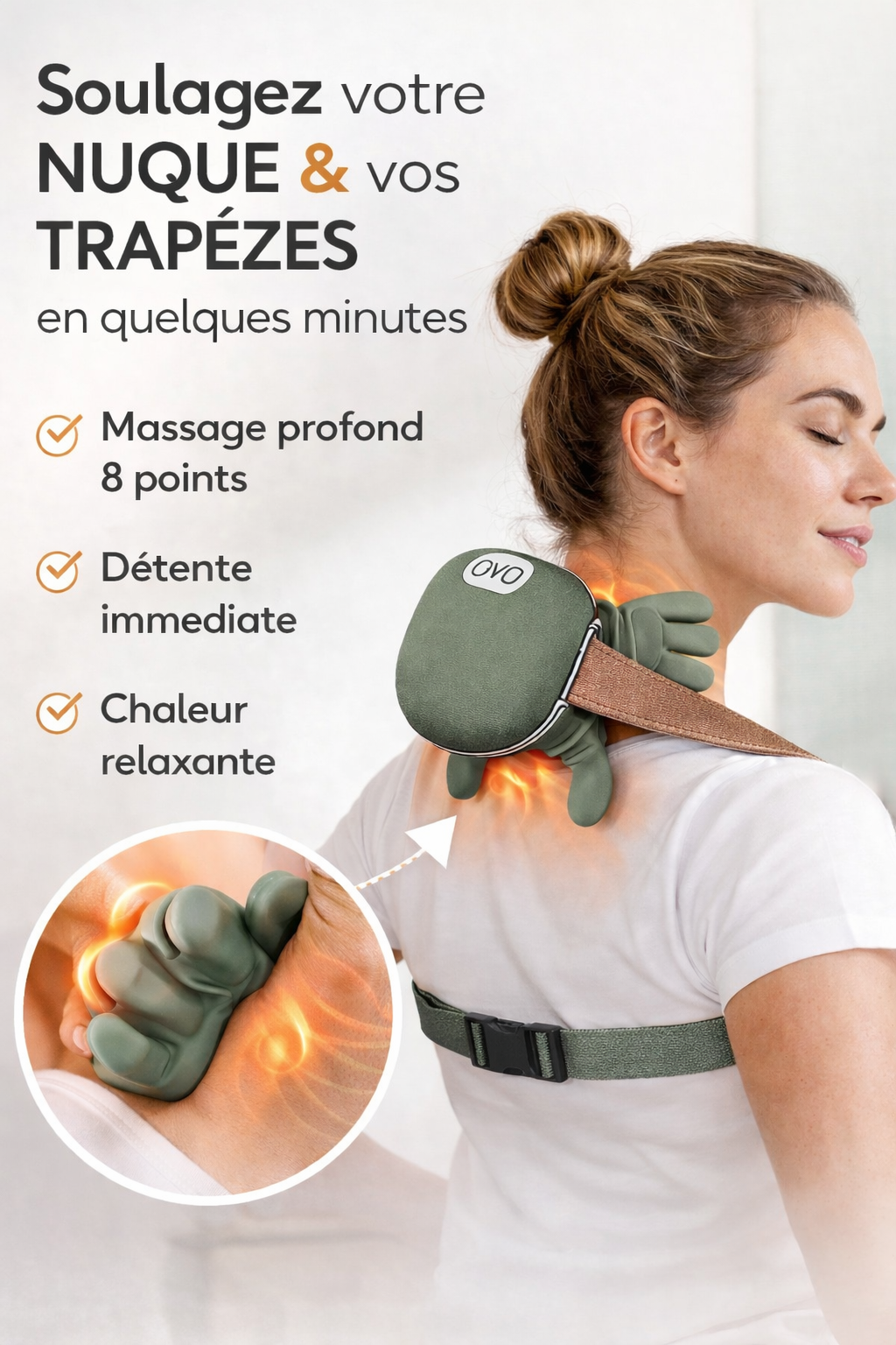 Votre nuque reste bloquée le soir ? RELIVIO™ la relâche en 15 minutes — sans effort